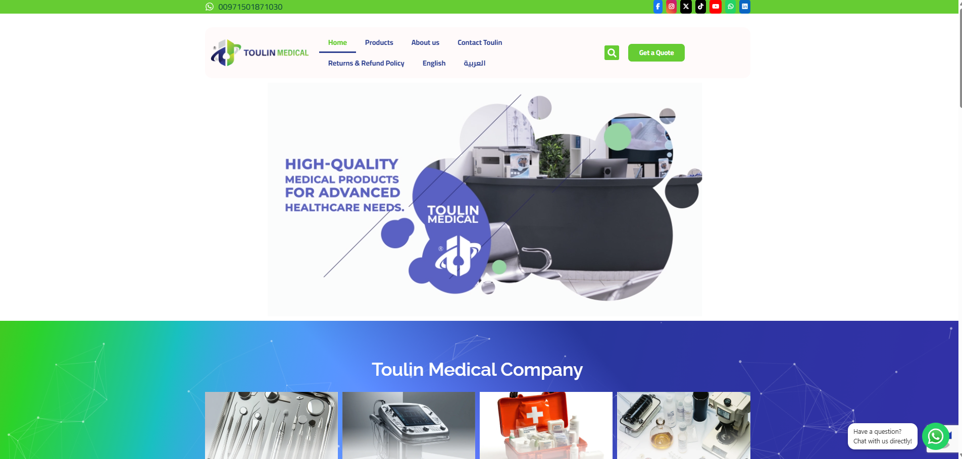 Website Development for Toulin Medical Trading